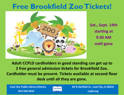 Poster with picture of zoo animals for free Brookfield Zoo