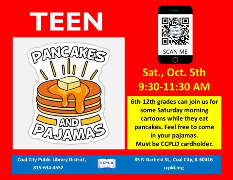 Teen Poster with Pancakes for a Pancakes and PJs event 10/5