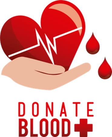 Donate Blood picture of hand holding a heart with drops of blood 