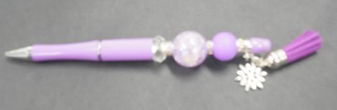 Beaded pen in lavender with metal snowflake