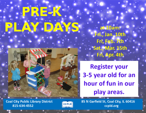 Pre-K Play Day poster showing stations they can explore