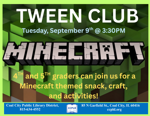 Tween Club poster with Minecraft game picture