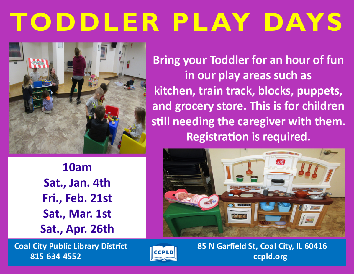 Toddler Play Day poster showing stations Toddlers can explore